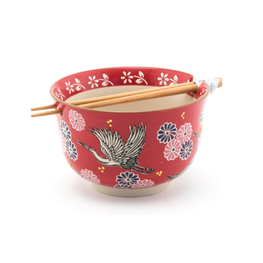 Crane Bowl w. Chopsticks - Medium