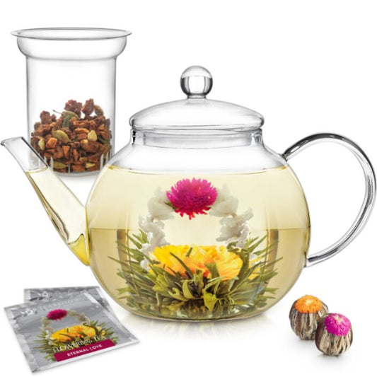 Glass Teapot with Flowering Teas