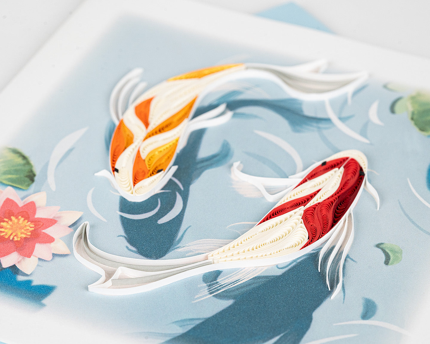 Koi Fish Pond Quilled Greeting Card
