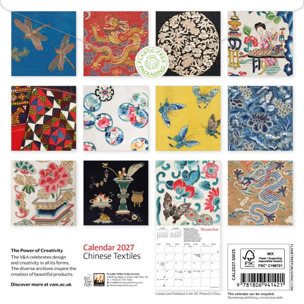 Calendar 2027 Mini Wall Chinese Tiles