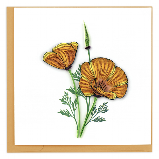 Yellow Poppies Quilled Greeting Card