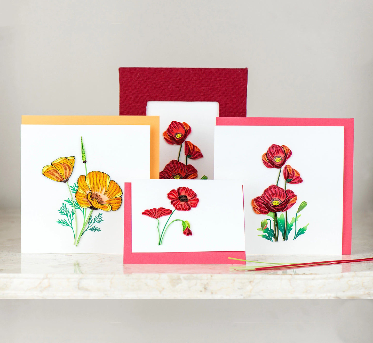 Yellow Poppies Quilled Greeting Card