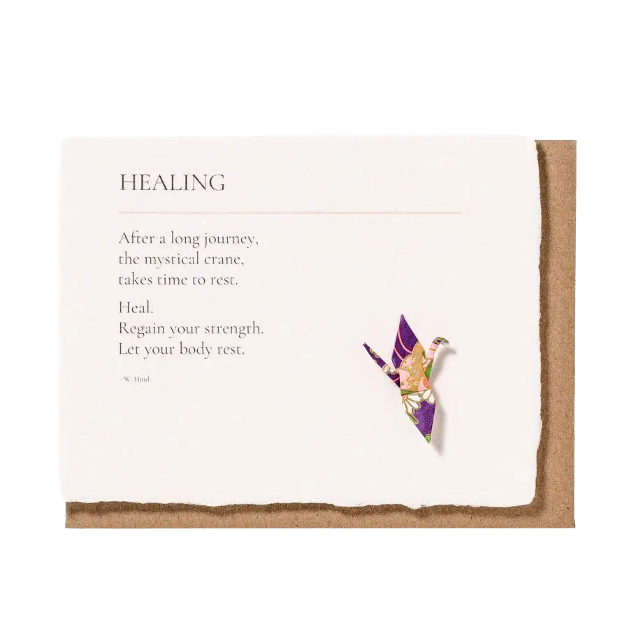 Healing: Origami Crane Embellished Card