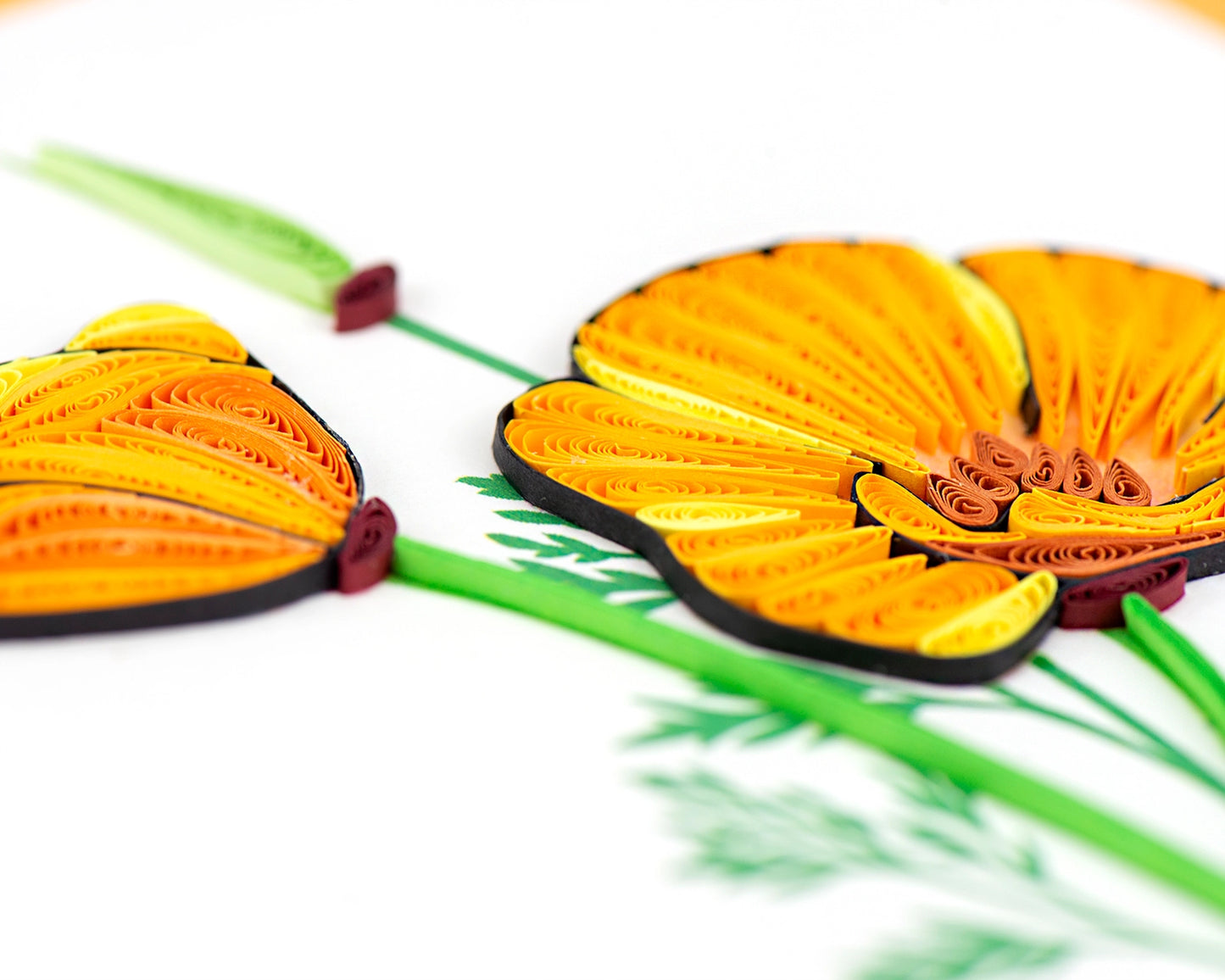 Yellow Poppies Quilled Greeting Card