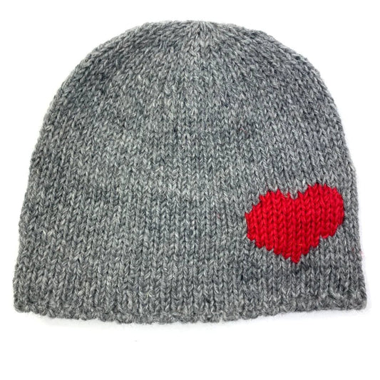 Beanie with Heart Grey