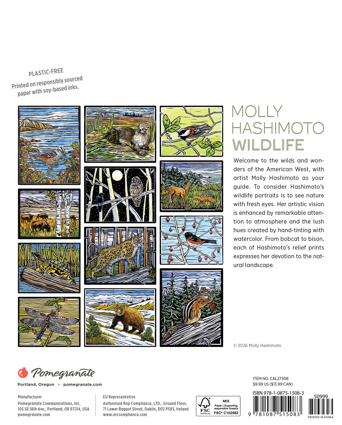 Molly Hashimoto Wildlife 2027 Mini Wall Calendar