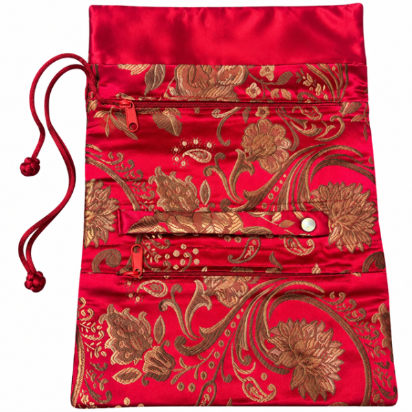 Jewelry Pouch Floral Red/Brown