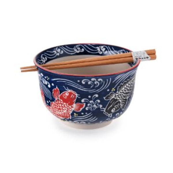 Red Koi Bowl w. Chopsticks