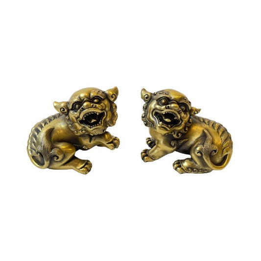 Bronze Fu Lion Dogs - Pair