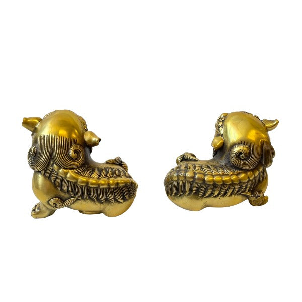 Bronze Fu Lion Dogs - Pair