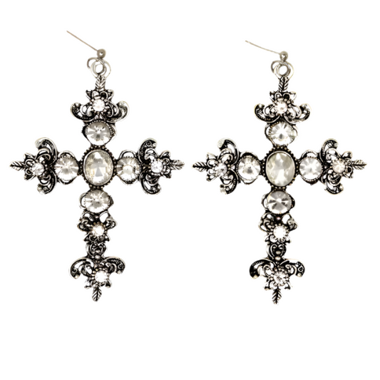 Crystal Cross Earrings