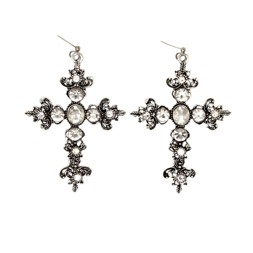 Crystal Cross Earrings