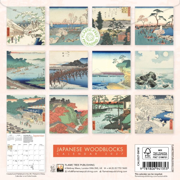 Japanese Woodblock 2027 Mini Wall Calendar